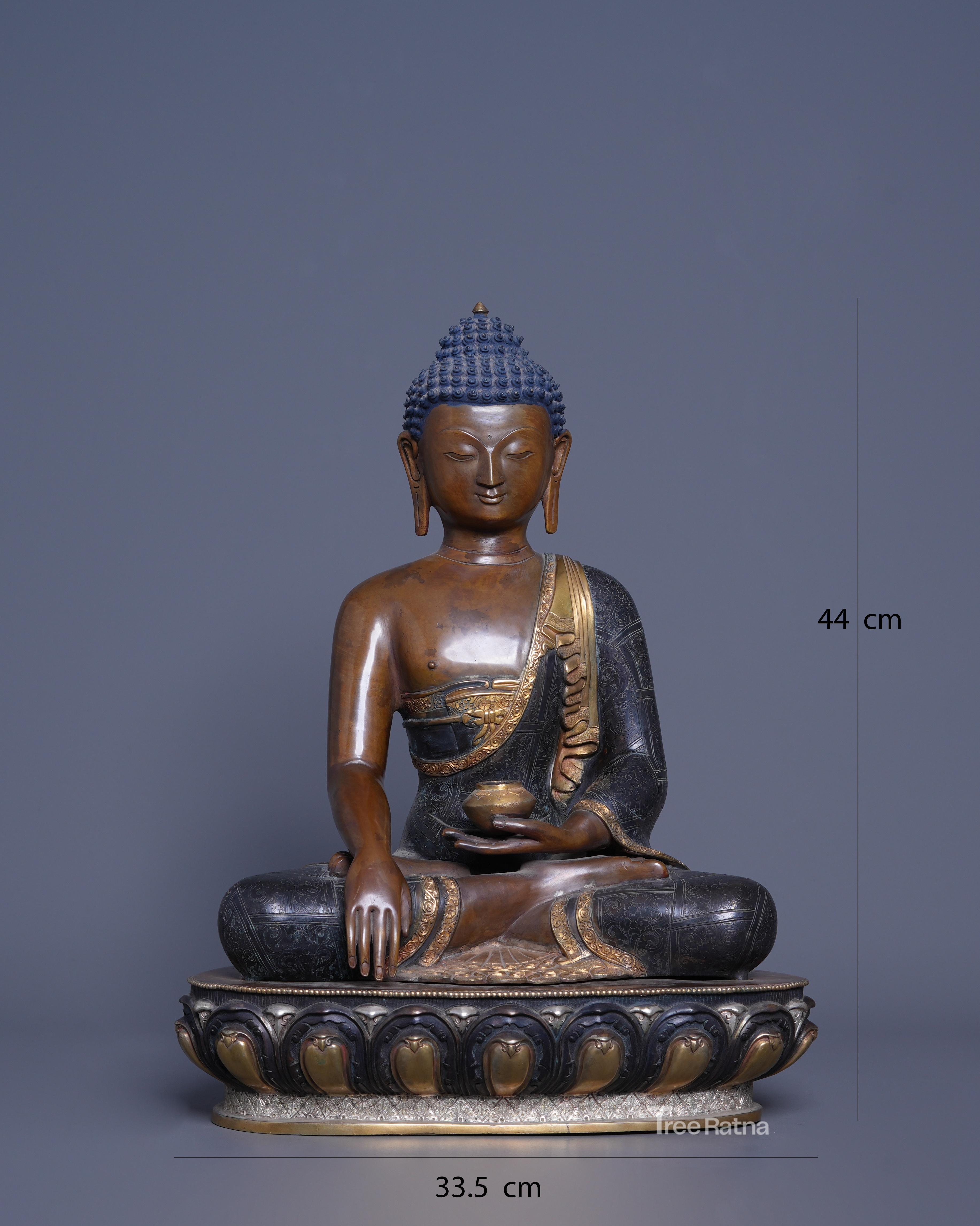 Shakyamuni Buddha Statue in Oxidized Copper – Sacred Home Décor