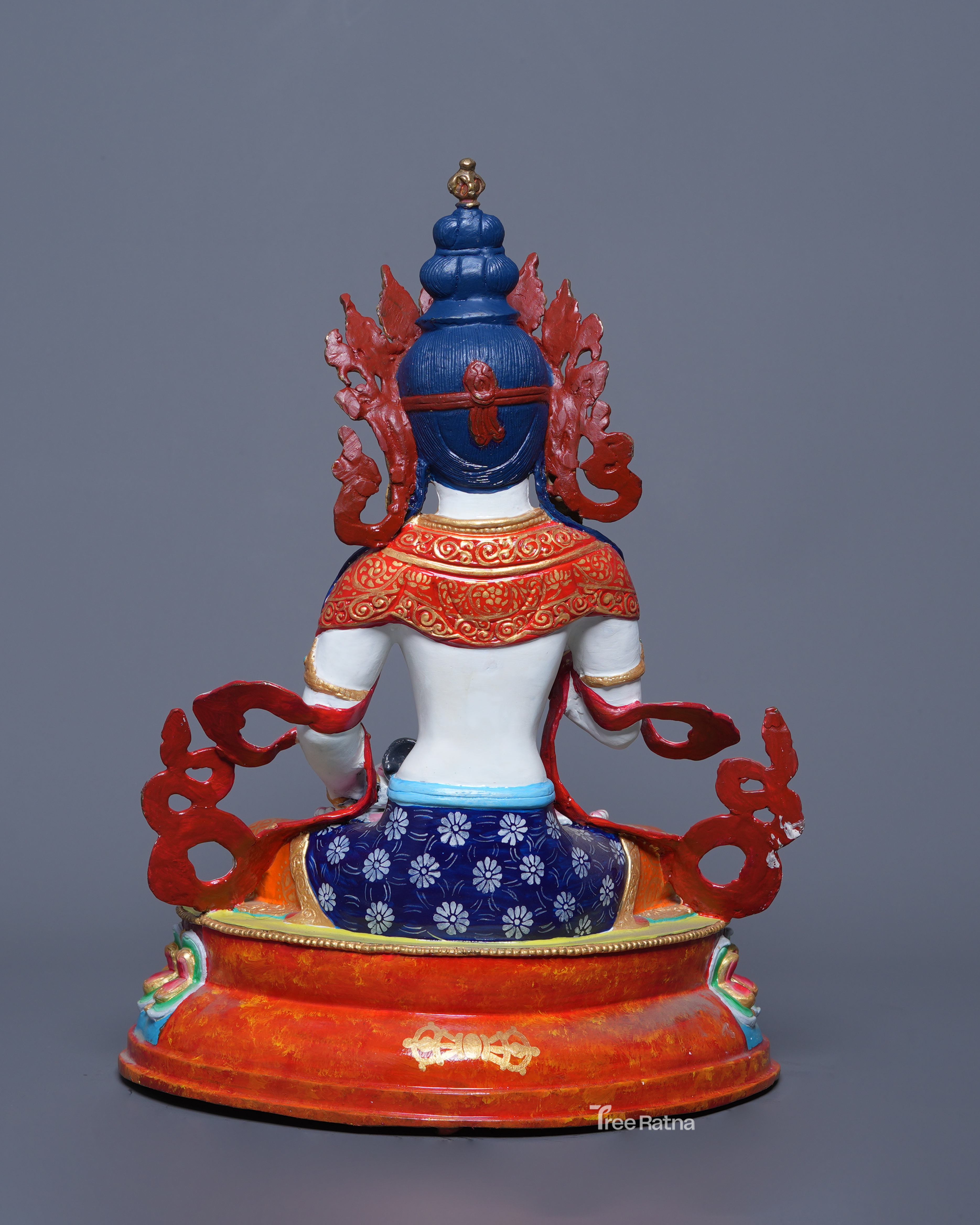 Handmade Vajrasattva Statue – Copper with Acrylic Colors & 24K Gold Face