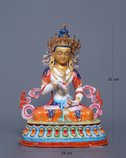 Handmade Vajrasattva Statue – Copper with Acrylic Colors & 24K Gold Face