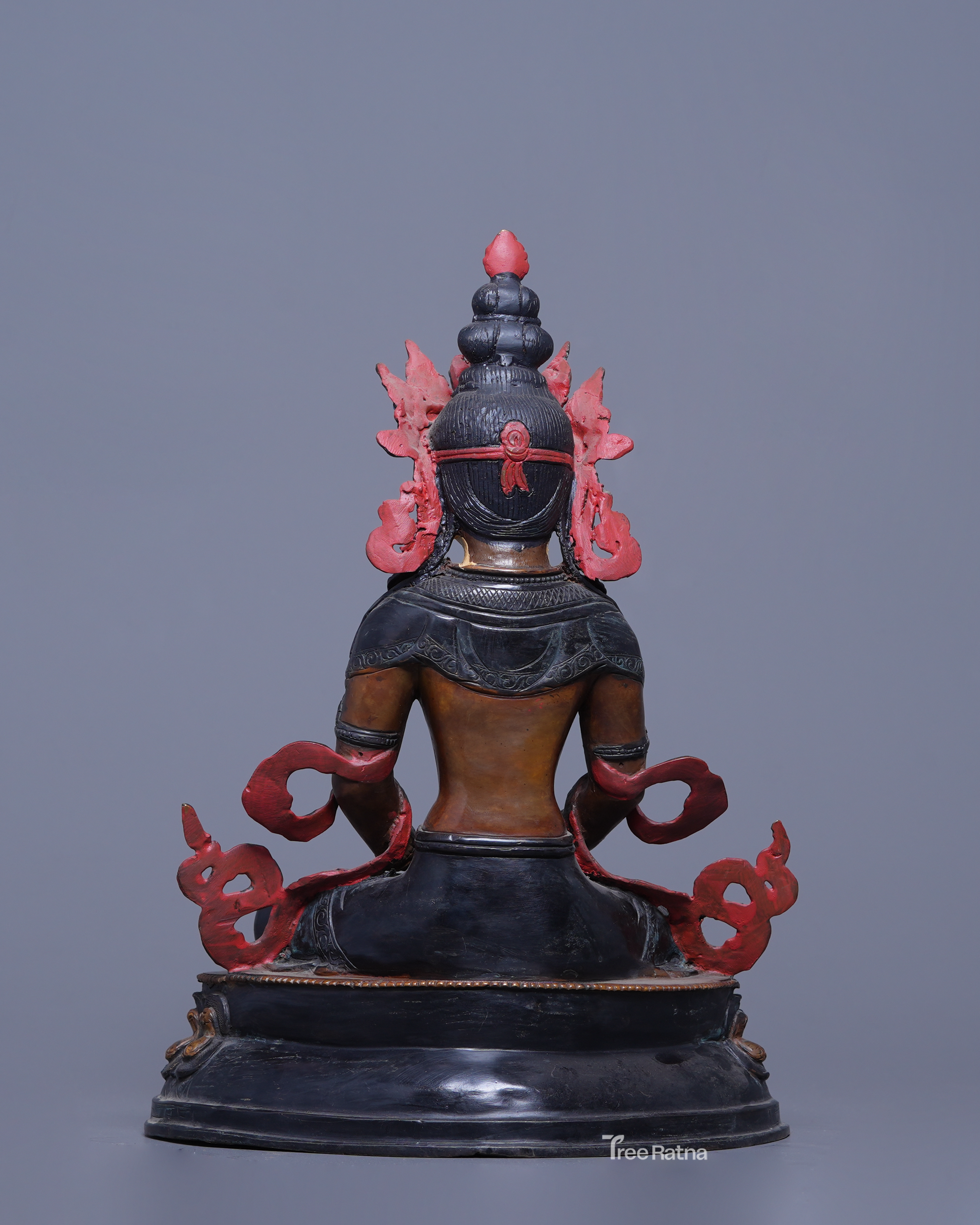 Amitayus Statue – Oxidized Copper & 24K Gold Face | Handmade Nepal