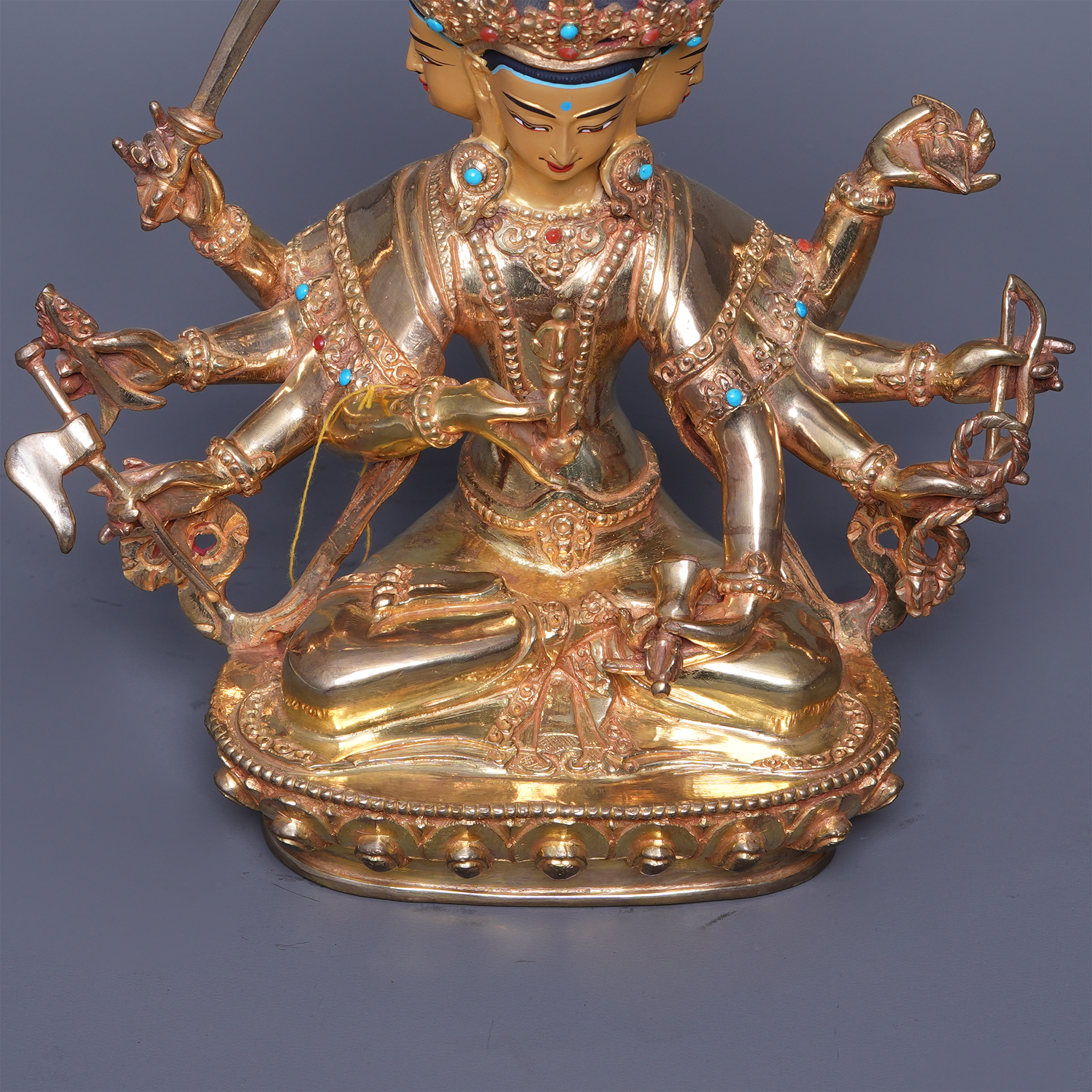 Maha Manjushri 24K Gold Statue – Radiance of Supreme Buddhist Wisdom