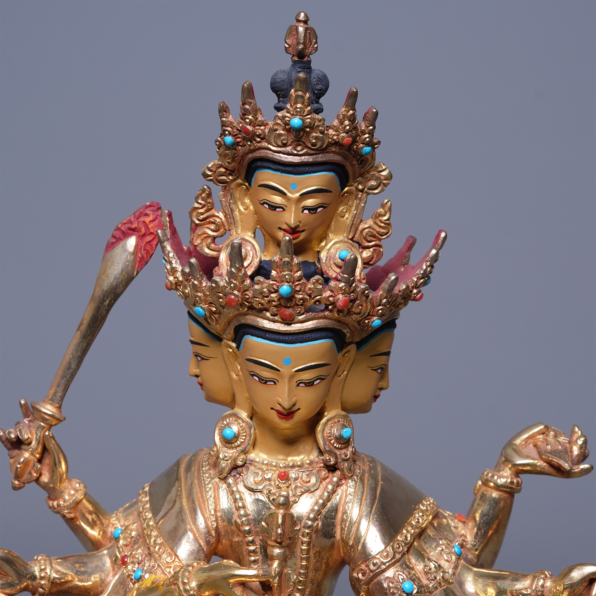 Maha Manjushri 24K Gold Statue – Radiance of Supreme Buddhist Wisdom