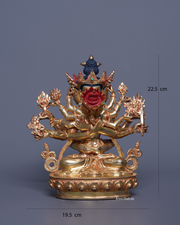 Handmade Guhyasamaja Statue – Gold Gilded Copper & Gold-Dusted Face