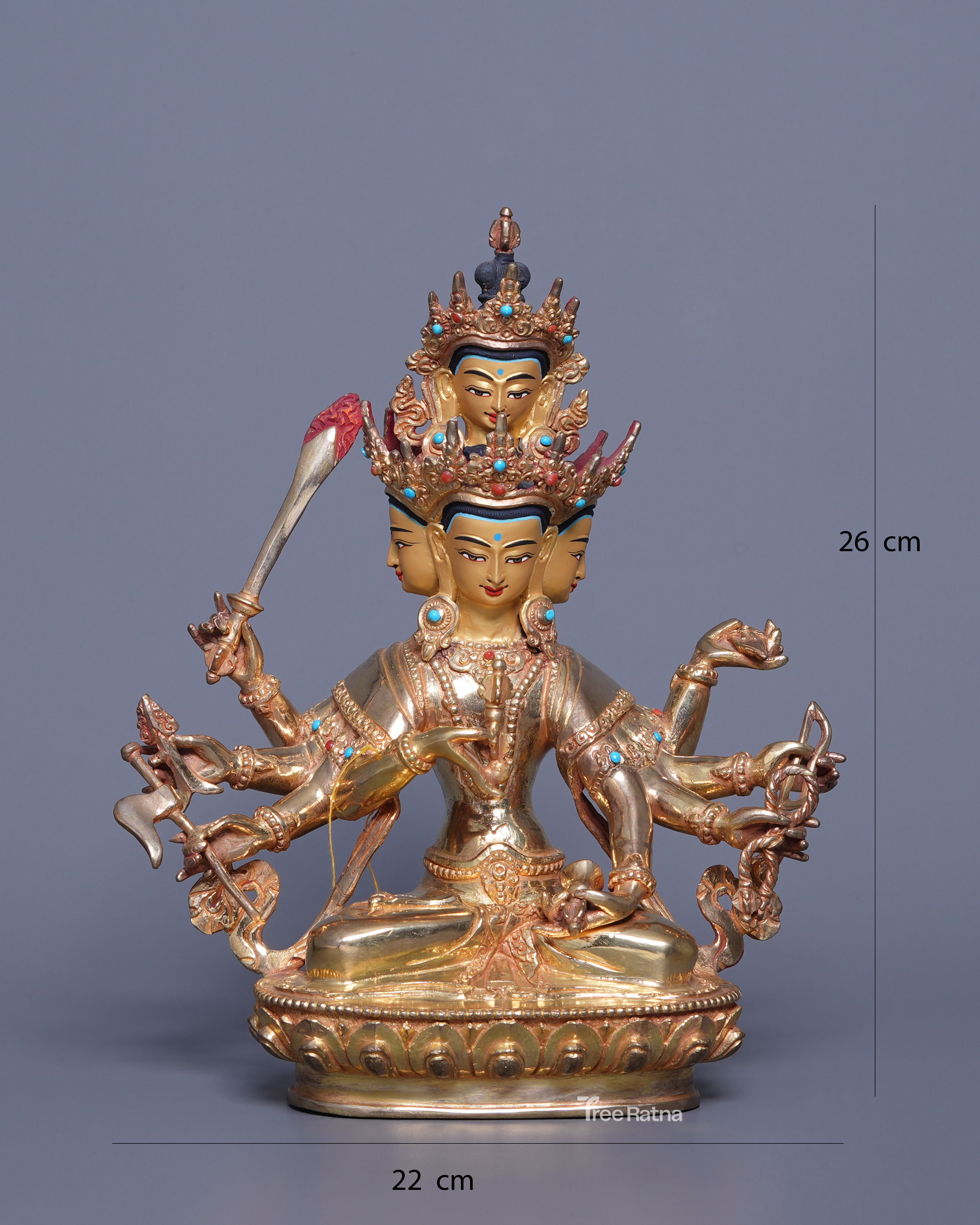 Maha Manjushri 24K Gold Statue – Radiance of Supreme Buddhist Wisdom
