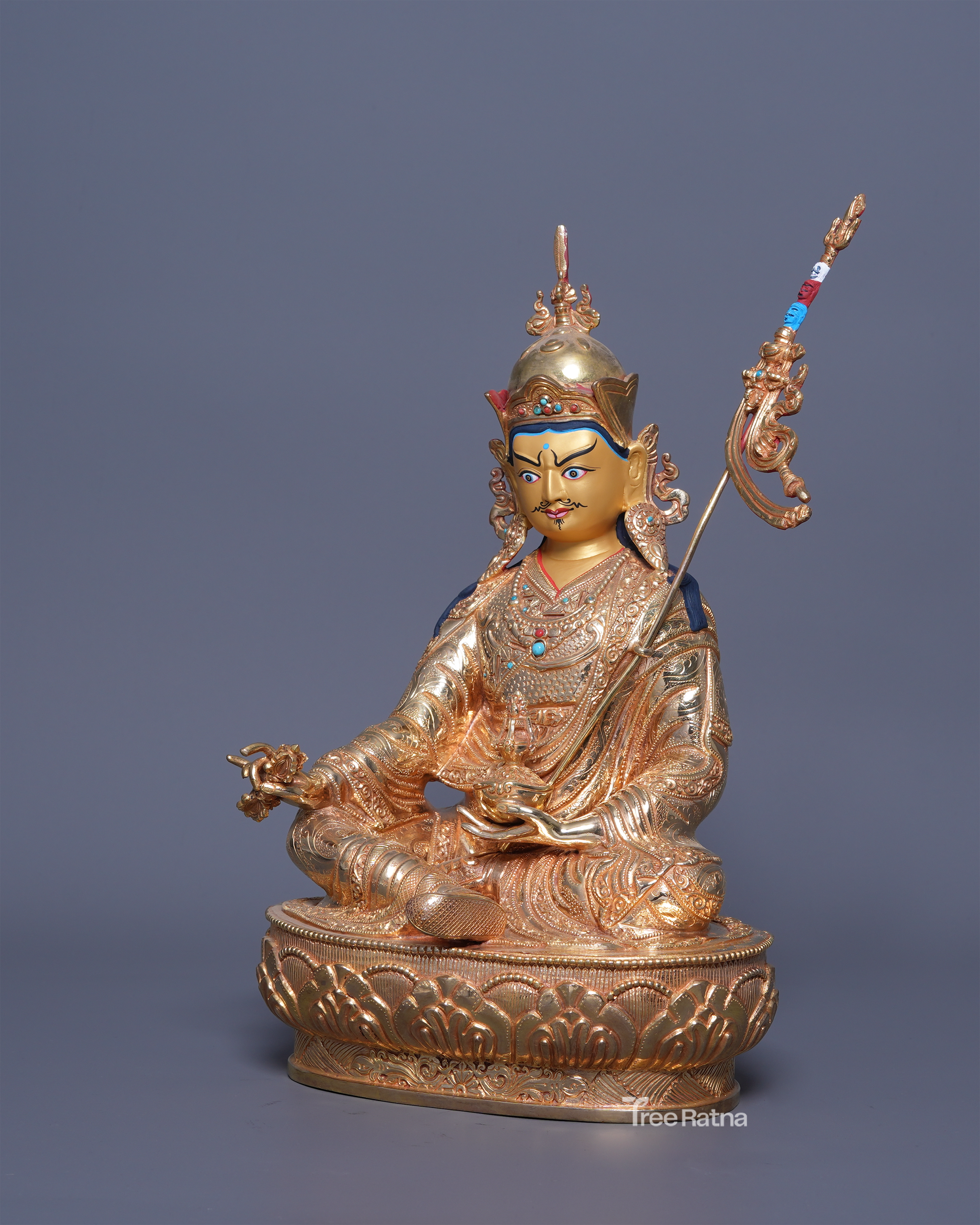 Guru Rinpoche Statue – 24K Gold Gilded Blessing of the Lotus-Born
