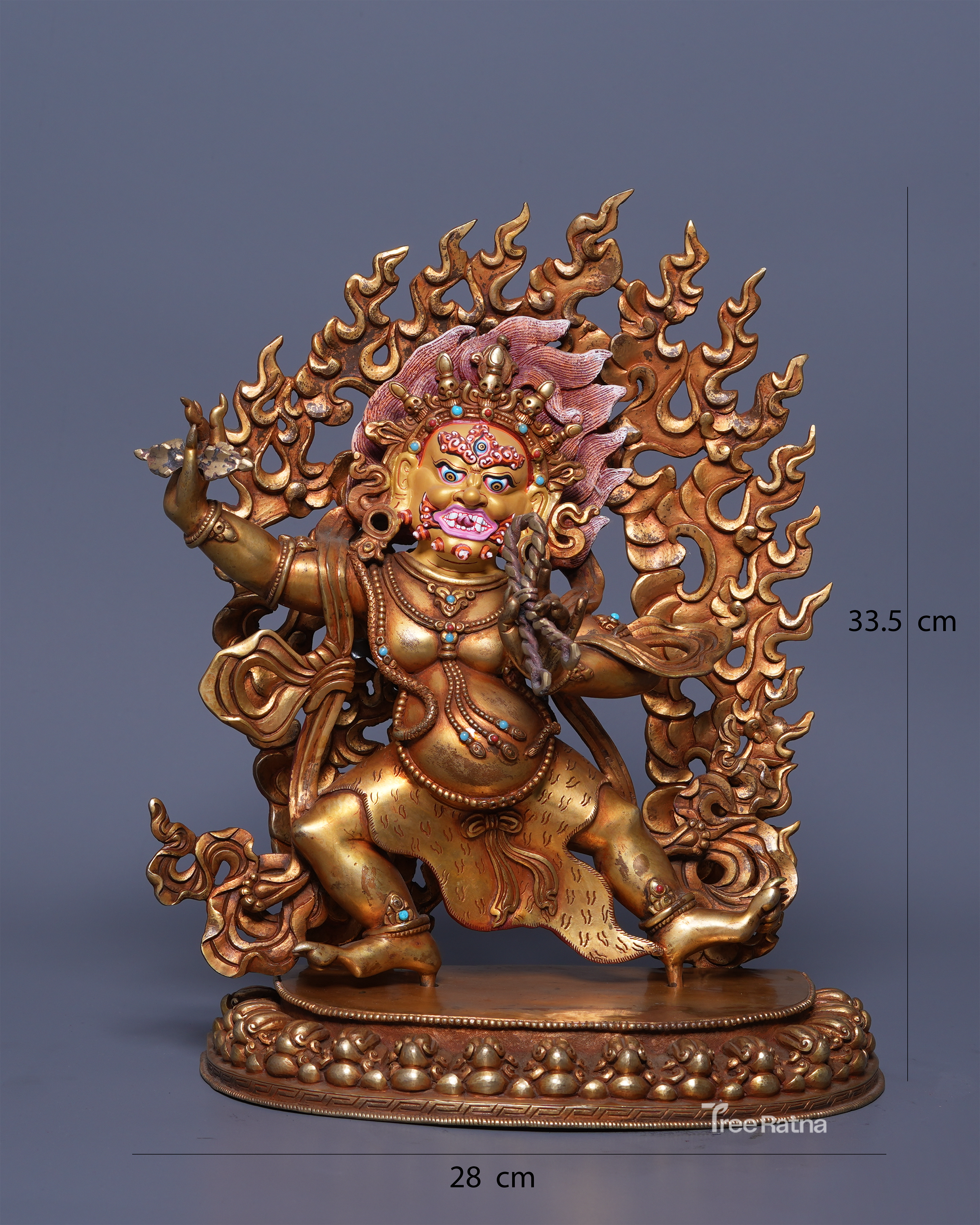 Vajrapani Bodhisattva – 24k Gold Gilded Statue in Antique Finish