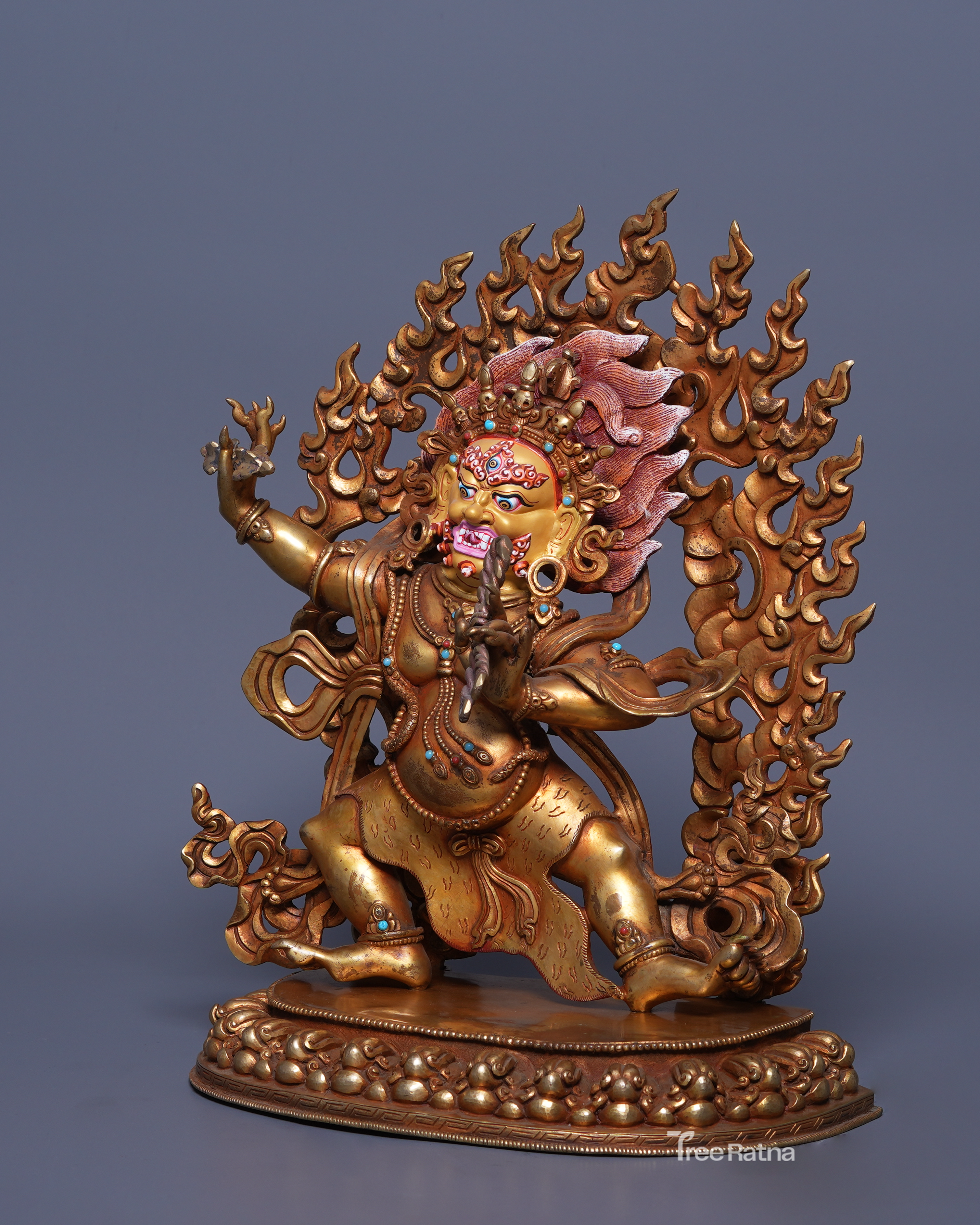 Vajrapani Bodhisattva – 24k Gold Gilded Statue in Antique Finish