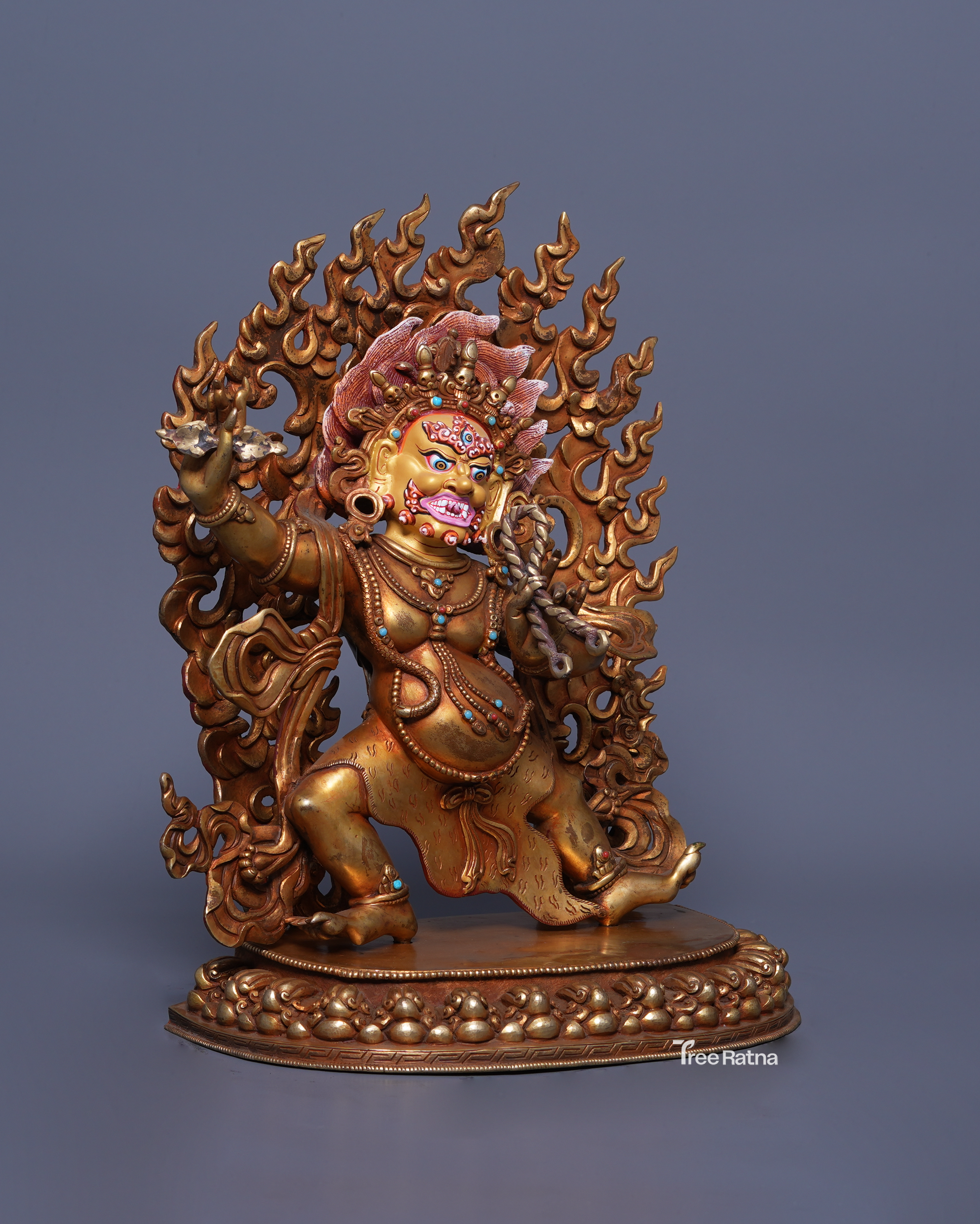 Vajrapani Bodhisattva – 24k Gold Gilded Statue in Antique Finish