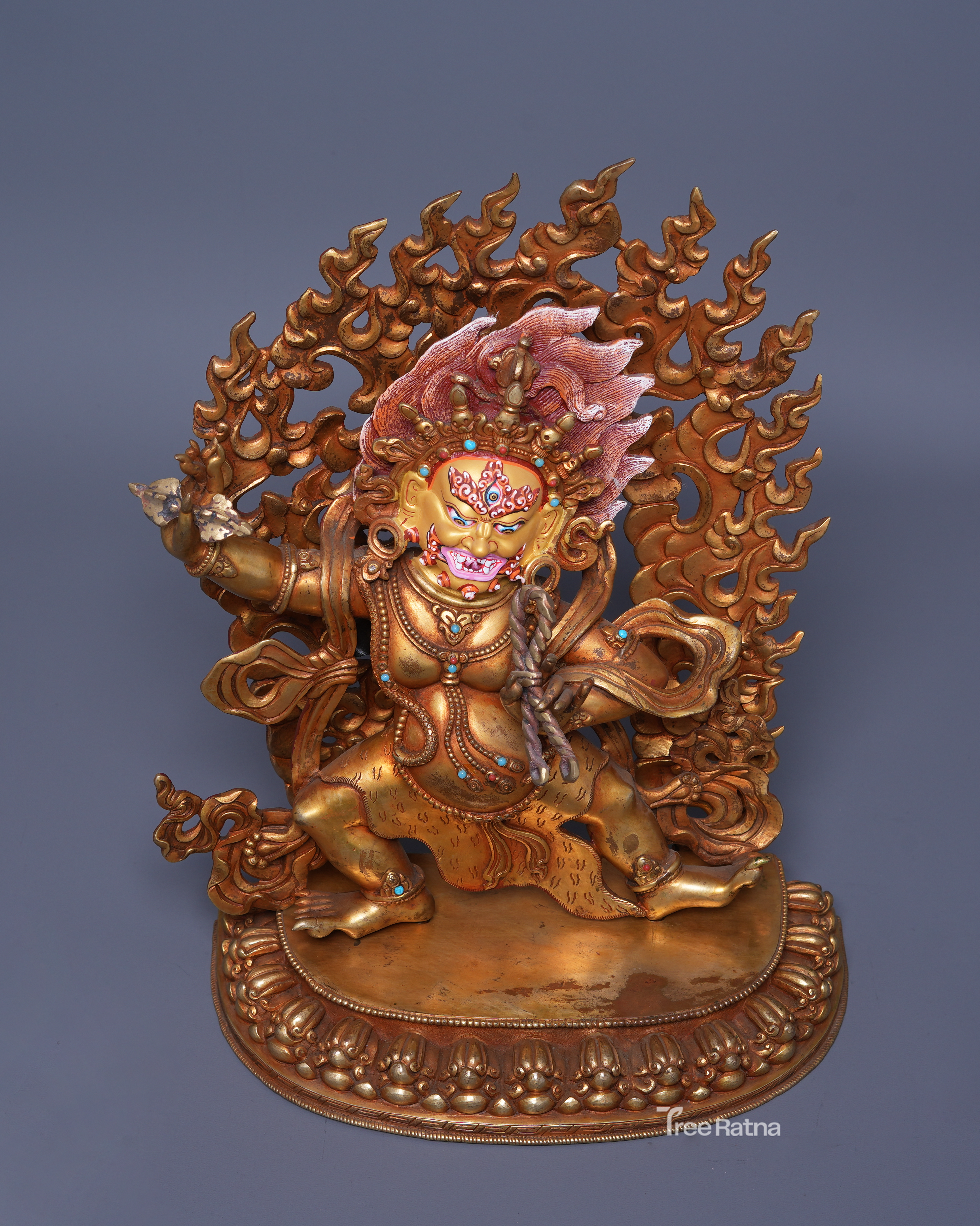 Vajrapani Bodhisattva – 24k Gold Gilded Statue in Antique Finish