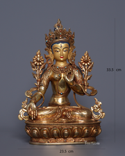 White Tara 24K Gold Statue – Goddess of Longevity & Healing