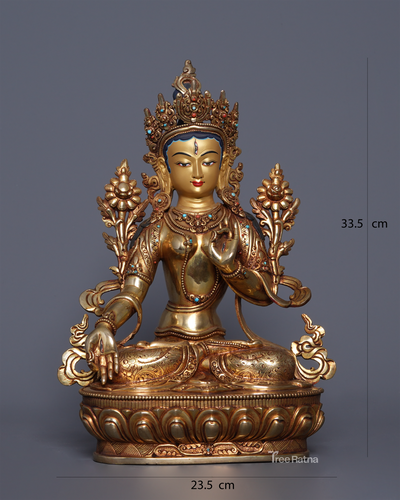 White Tara 24K Gold Statue – Goddess of Longevity & Healing
