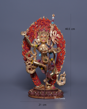 Wrathful Dakini Troma Nagmo – Gold Gilded Copper & Gemstone Inlay