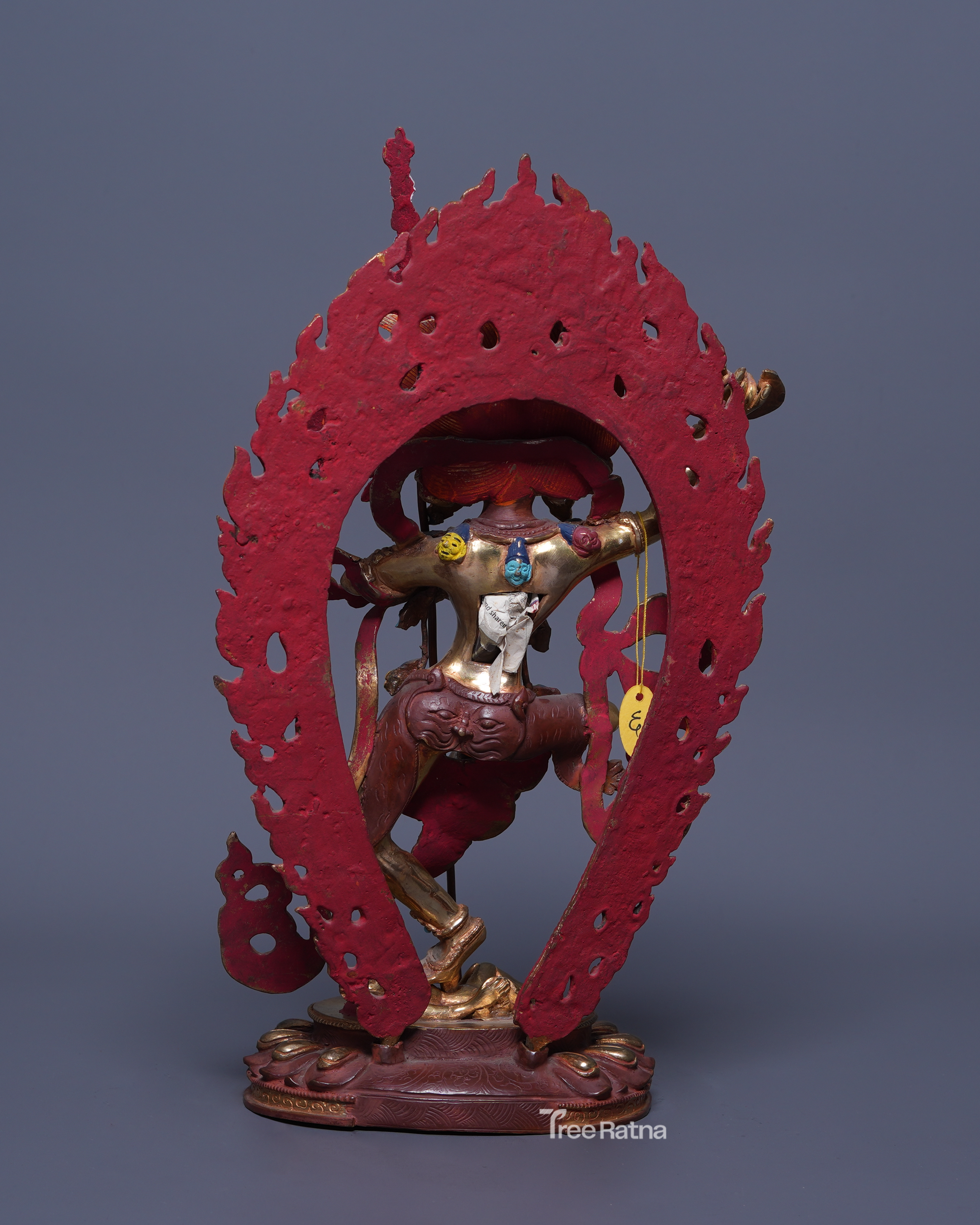 Wrathful Dakini Troma Nagmo – Gold Gilded Copper & Gemstone Inlay