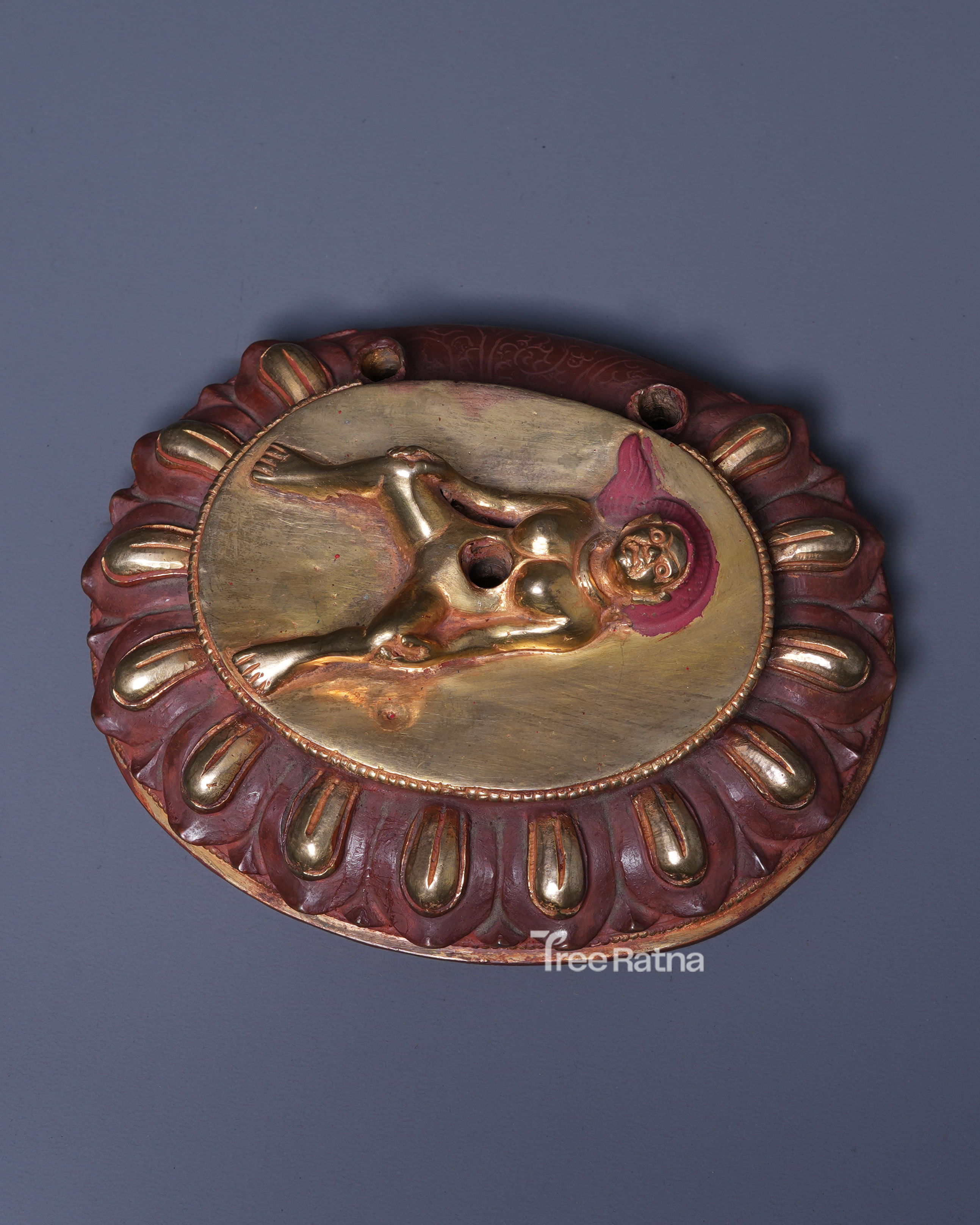 Wrathful Dakini Troma Nagmo – Gold Gilded Copper & Gemstone Inlay