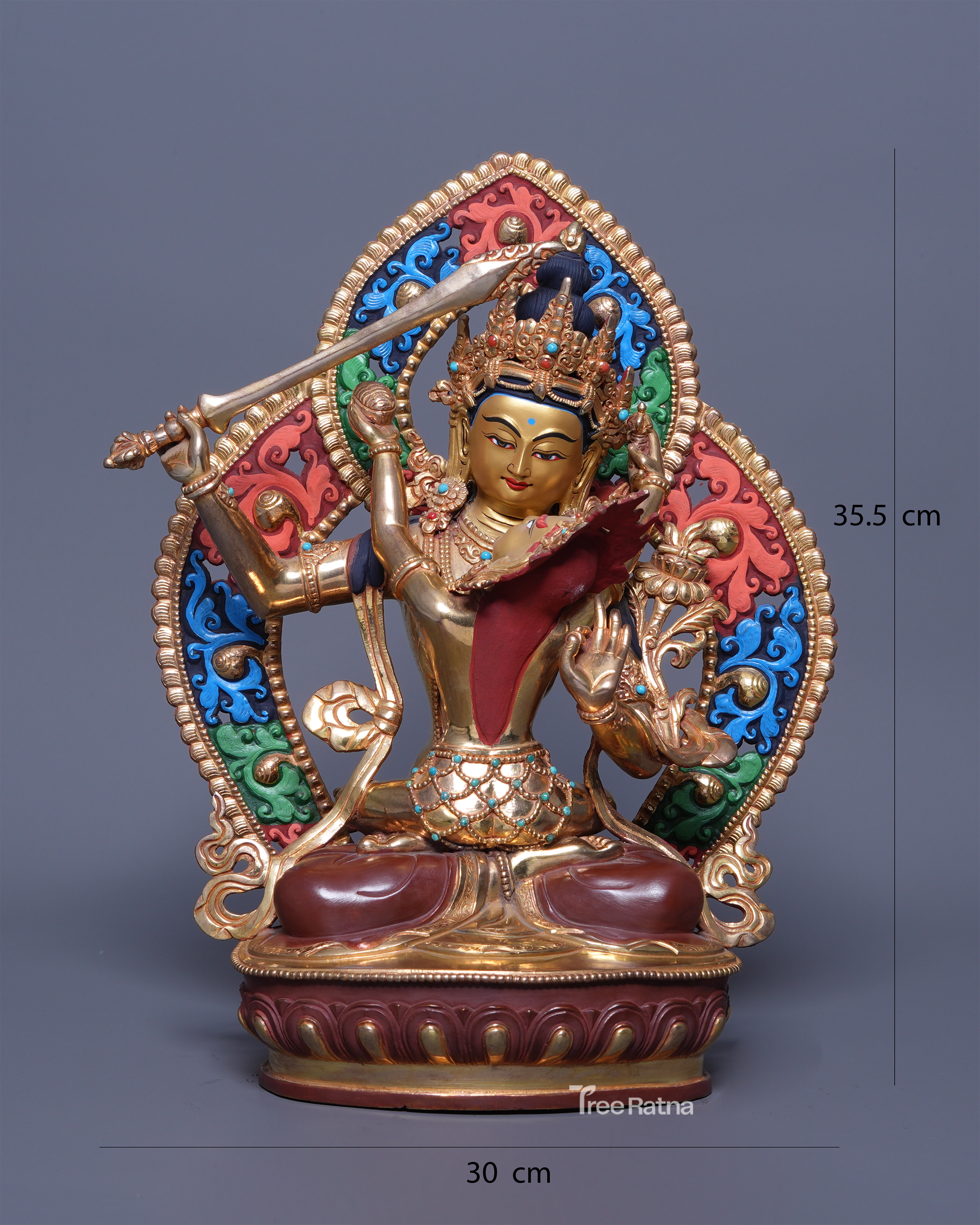 24K Gold Manjushri with Consort Statue – Enlightenment in Divine Union