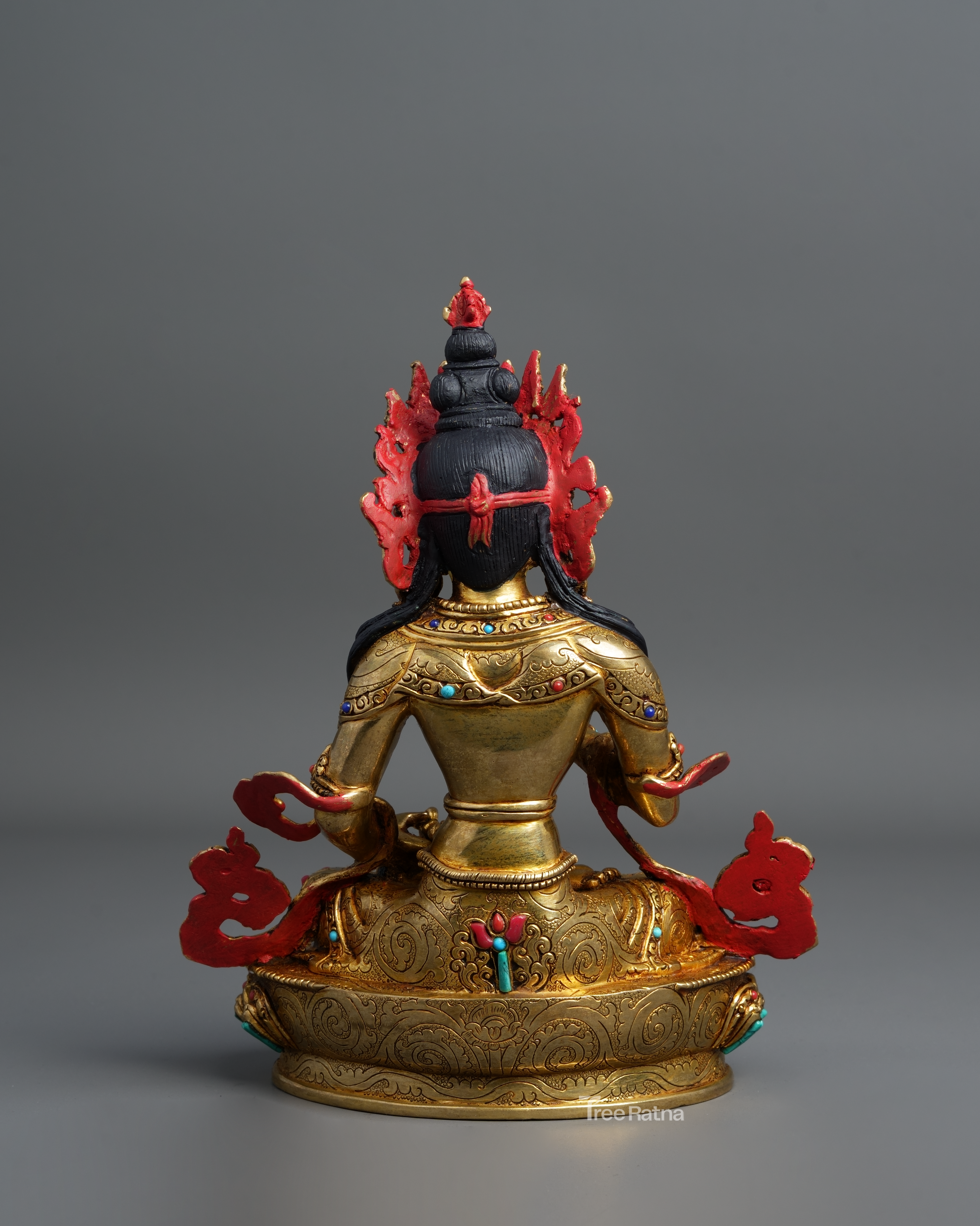 Vajrasattva Statue – 24K Gold Gilded Copper with Gemstones