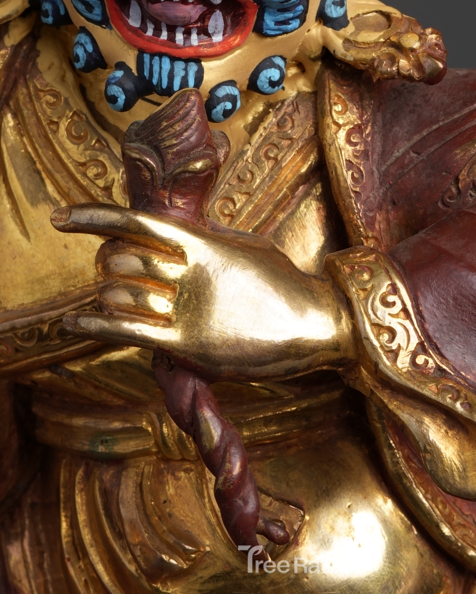 Divine Dorje Legpa Statue – Gemstone Accented Copper & Gold Art