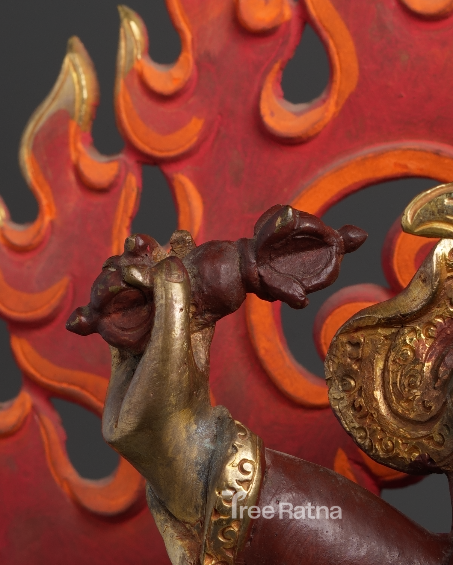Divine Dorje Legpa Statue – Gemstone Accented Copper & Gold Art