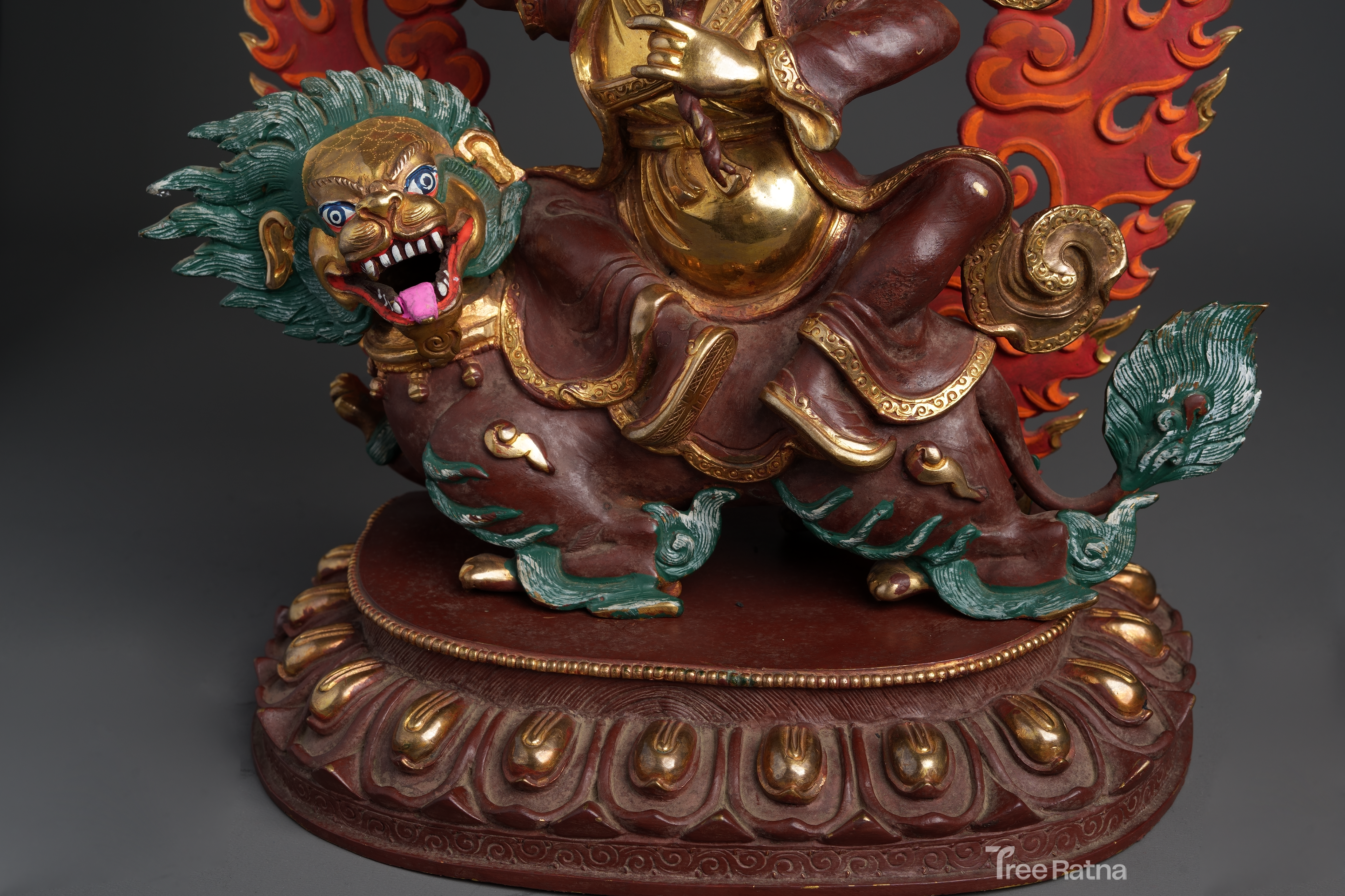 Divine Dorje Legpa Statue – Gemstone Accented Copper & Gold Art