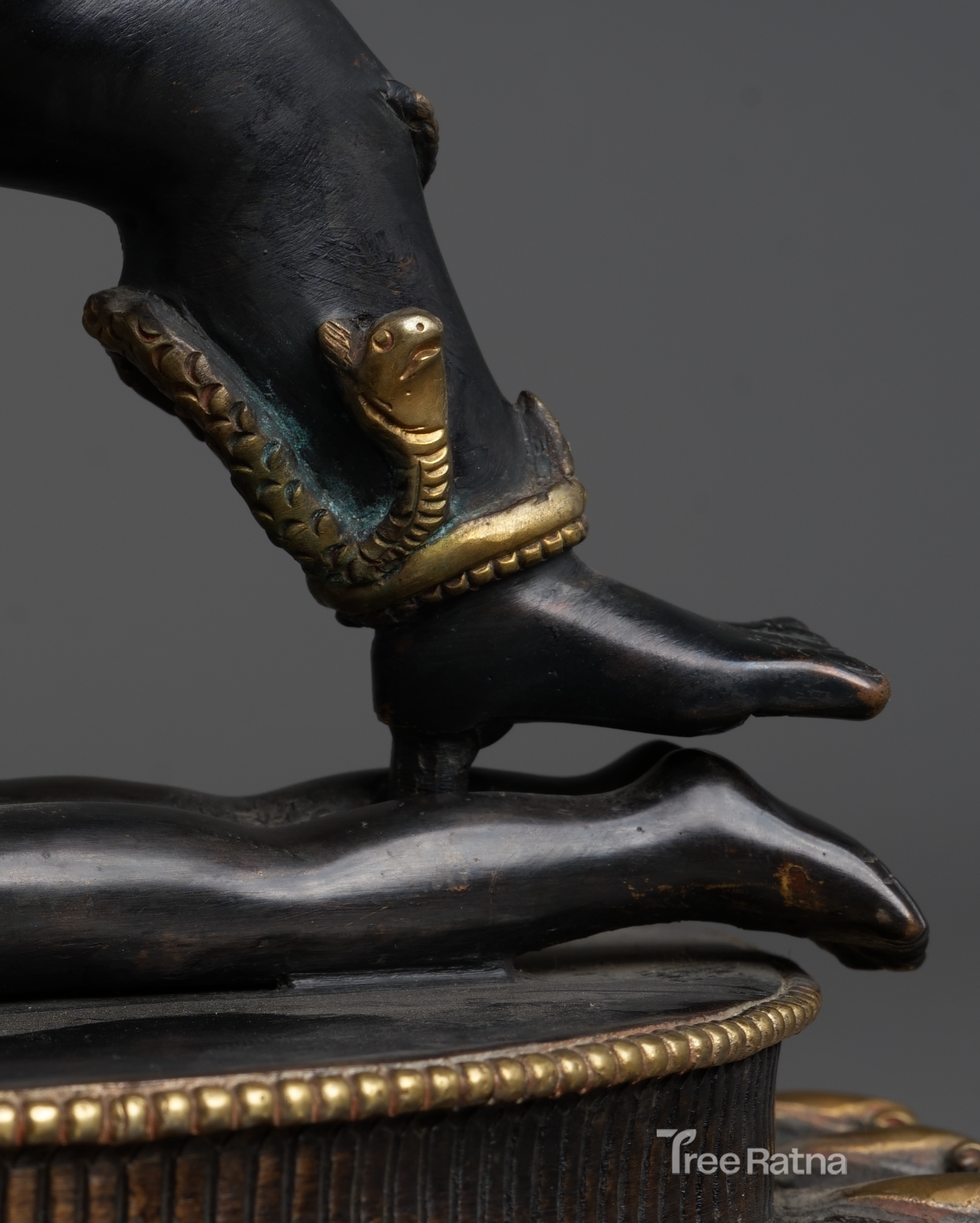 Black Dzambala Statue – Handcrafted Copper Wealth Deity with Gold & Gemstones