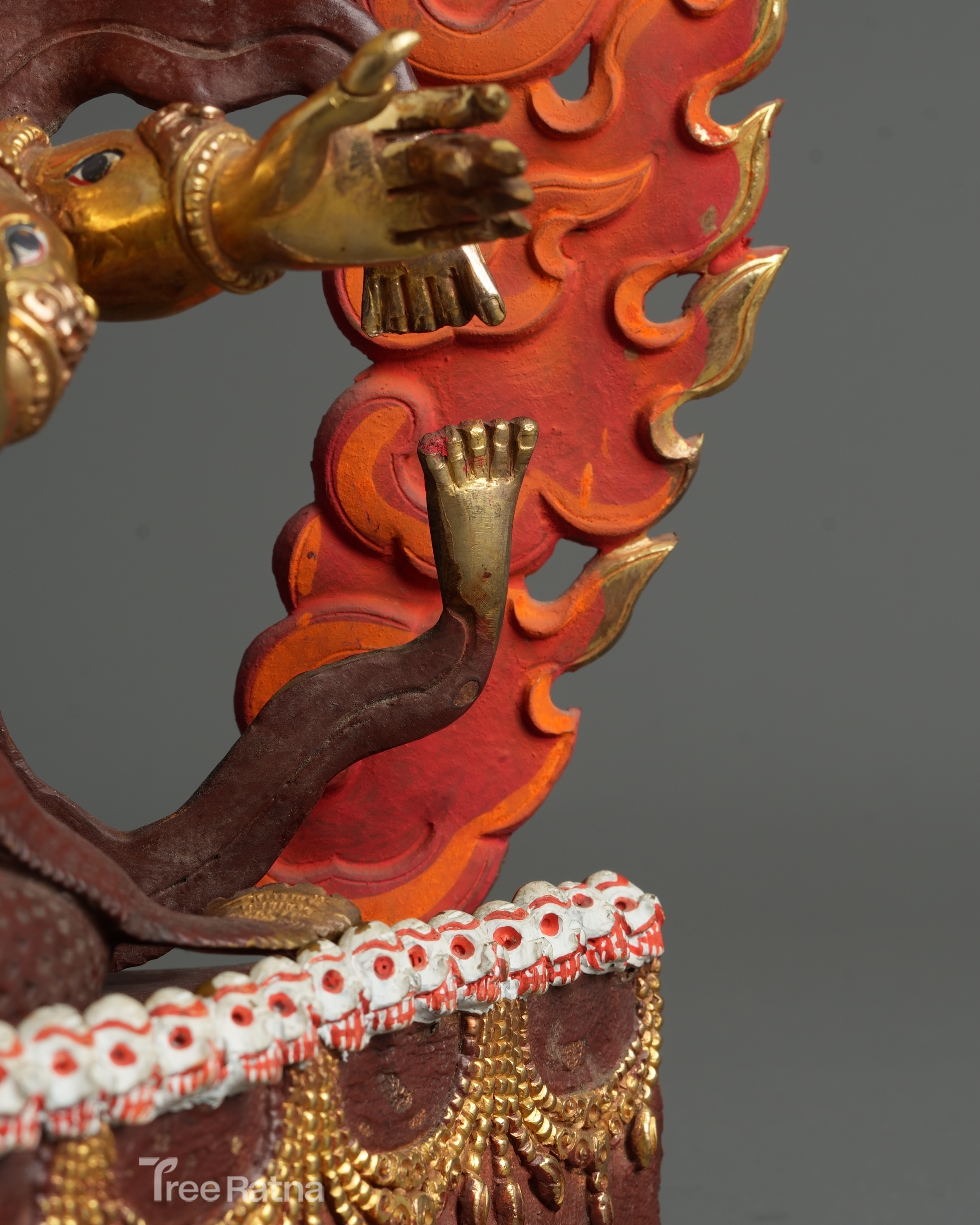 Sacred Rahula Protector Statue | Gold Gilded Copper with Gemstones