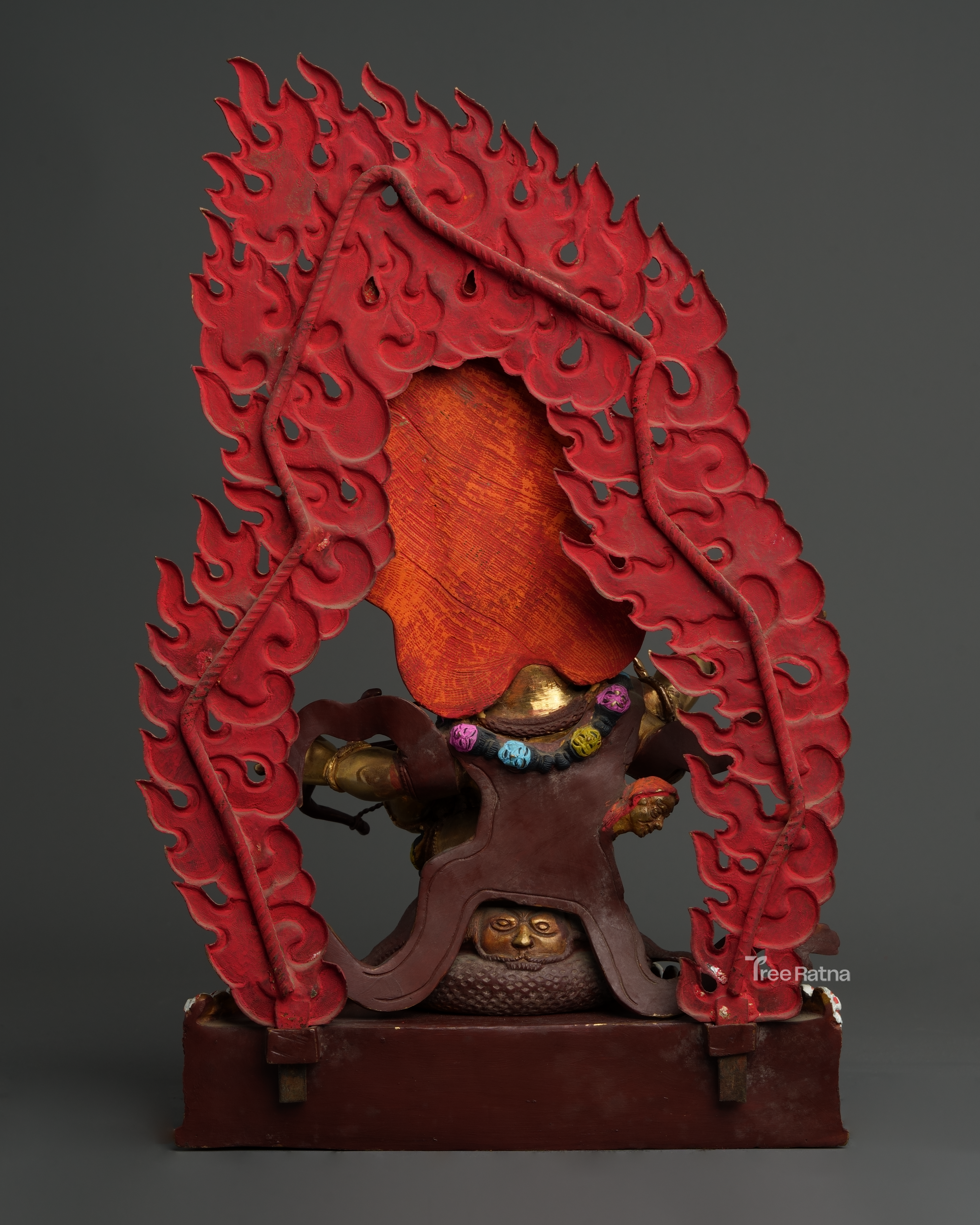 Sacred Rahula Protector Statue | Gold Gilded Copper with Gemstones