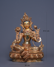 Green Tara 24K Gold Statue – Divine Feminine Buddhist Art