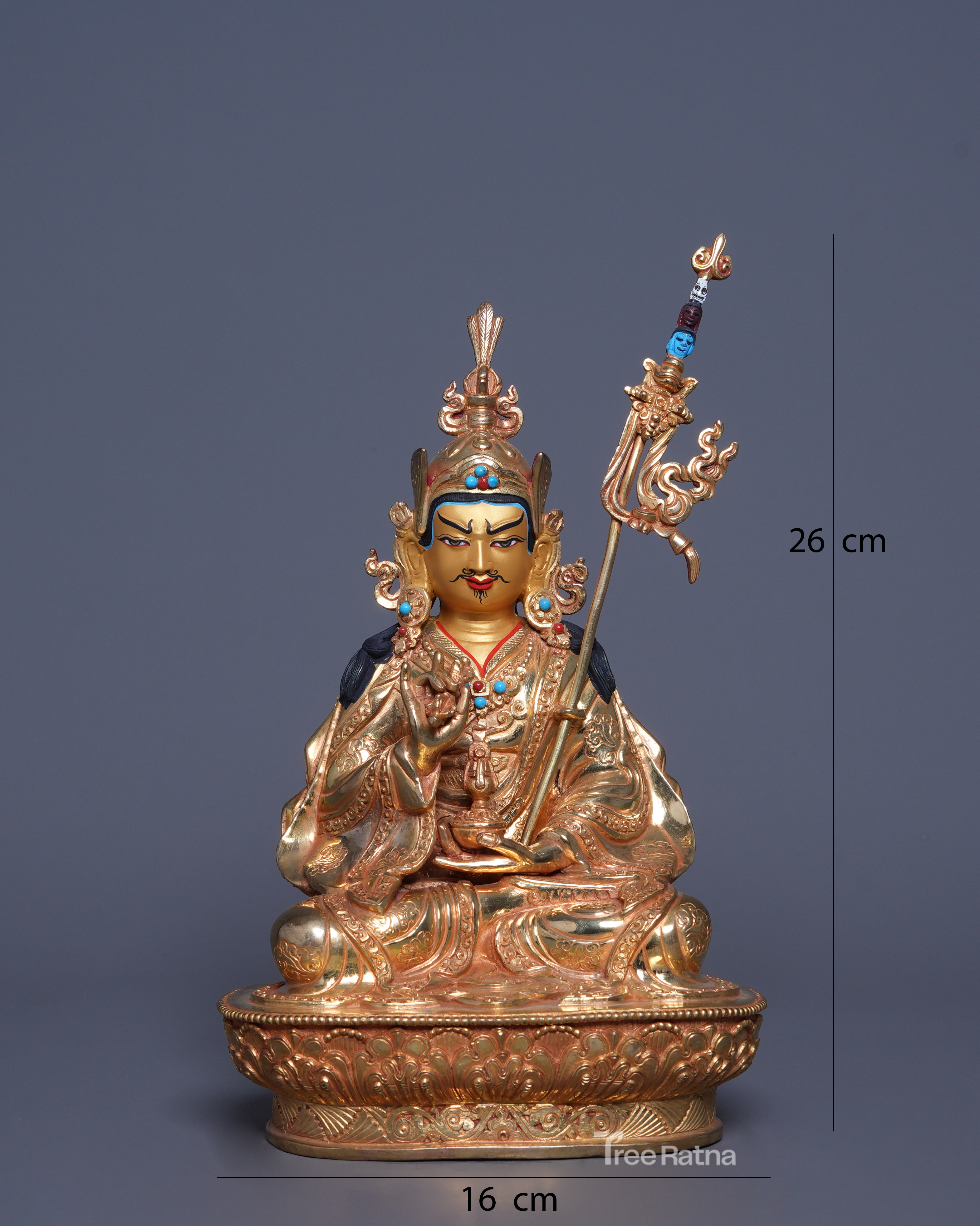 Guru Rinpoche – Lotus-Born Master in 24K Gold Gilded Statue