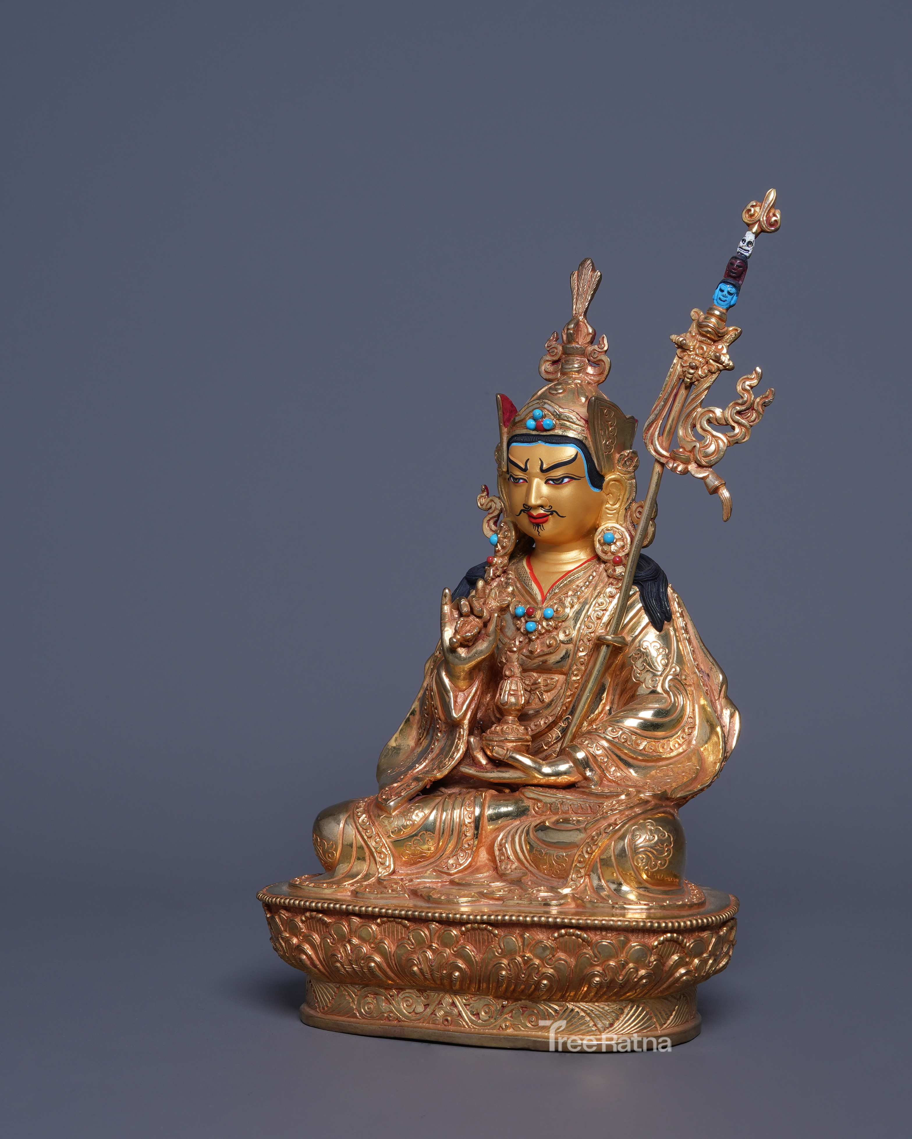 Guru Rinpoche – Lotus-Born Master in 24K Gold Gilded Statue