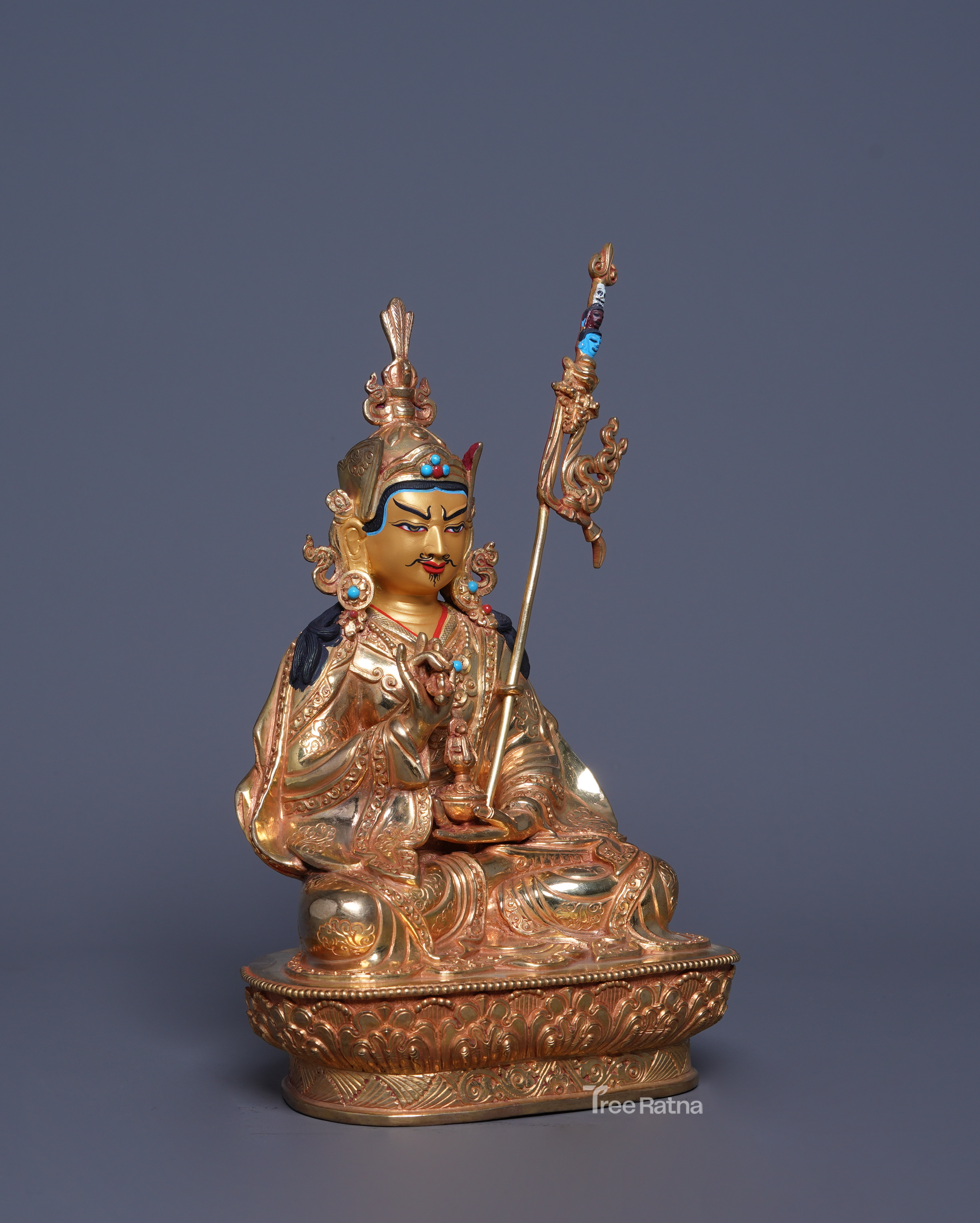 Guru Rinpoche – Lotus-Born Master in 24K Gold Gilded Statue