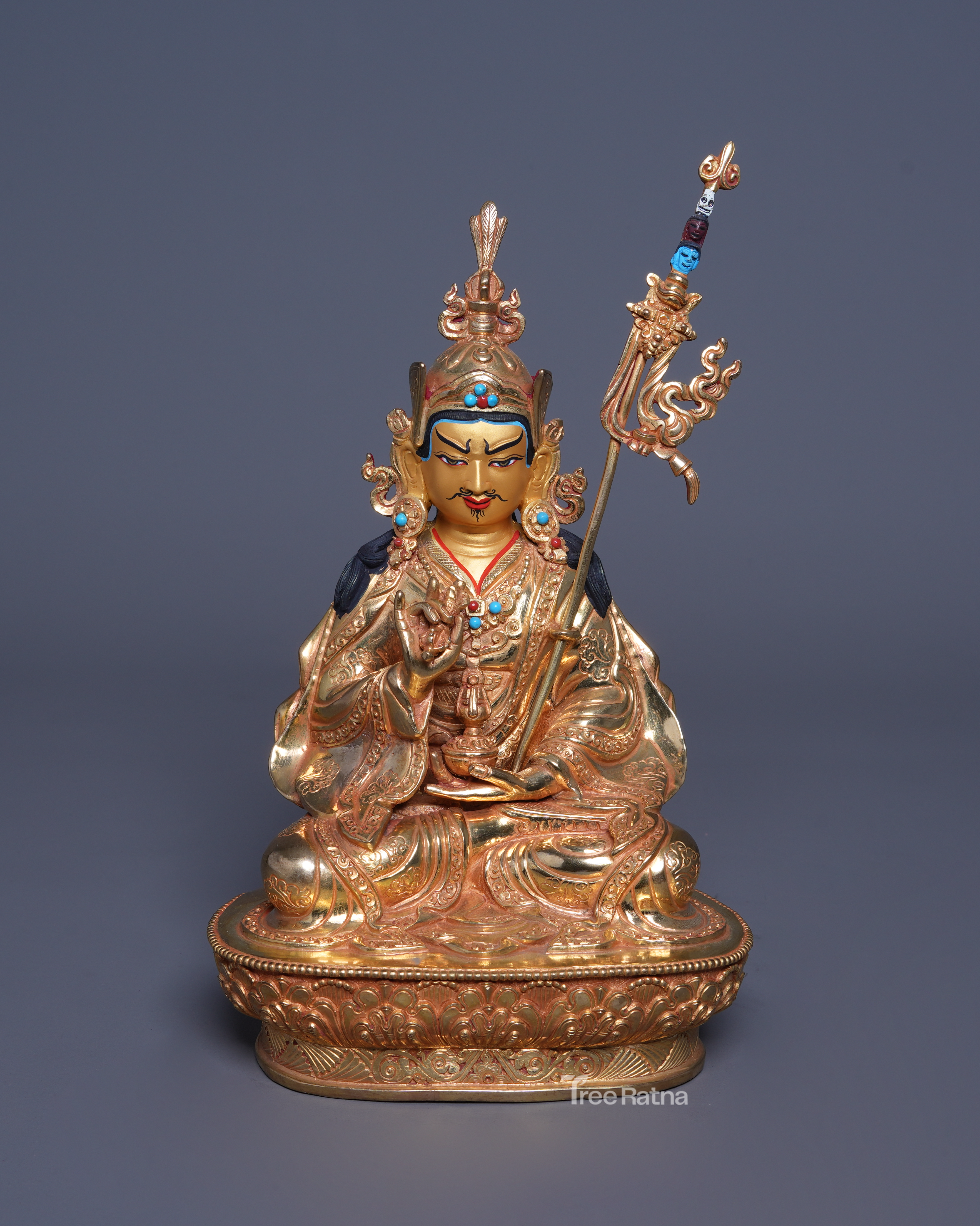 Guru Rinpoche – Lotus-Born Master in 24K Gold Gilded Statue