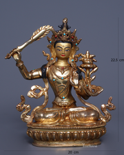 Manjushri 24K Gold Statue – Sacred Art of Enlightened Insight