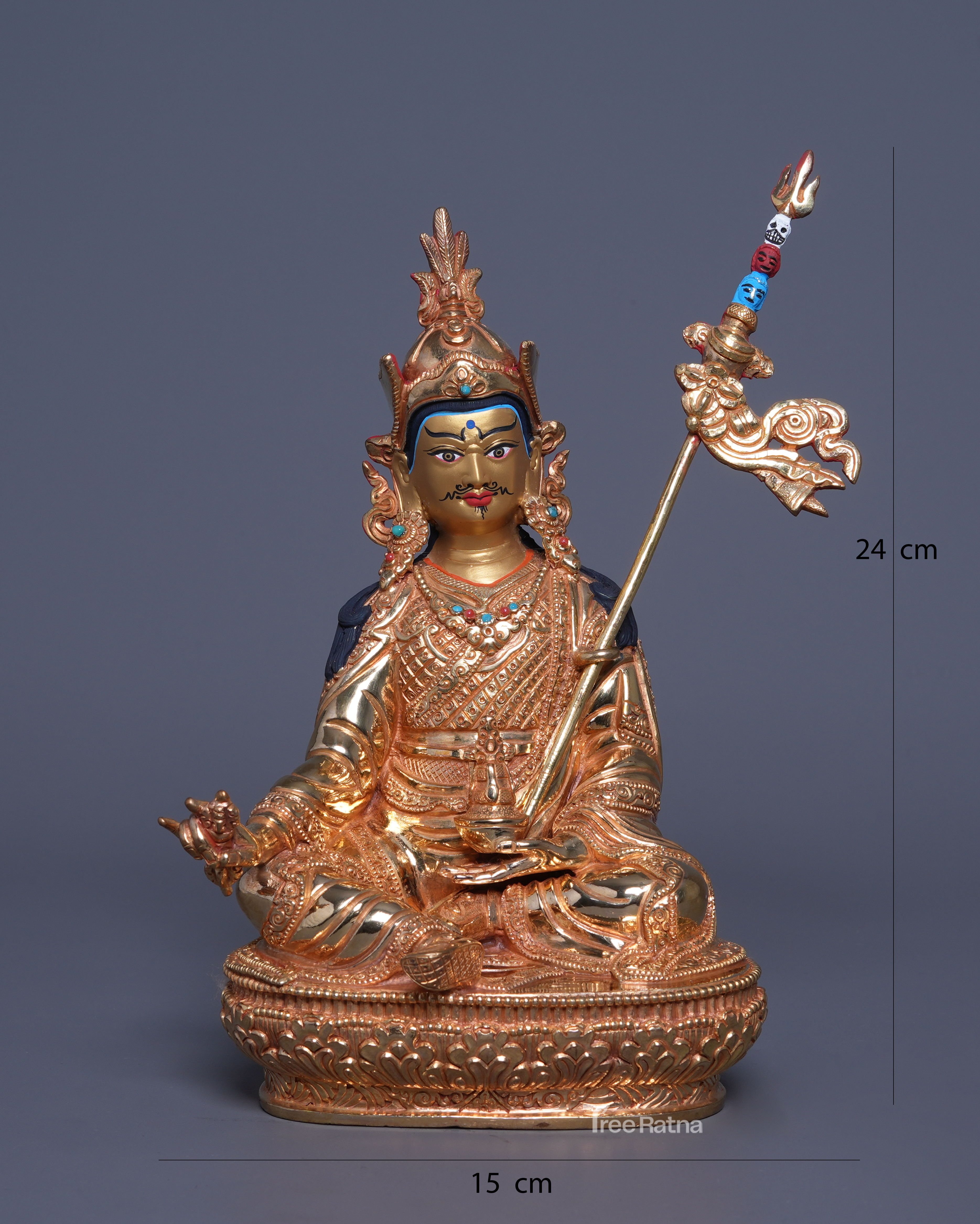 Guru Rinpoche 24K Gold Statue – Lotus-Born Blessings & Sacred Power