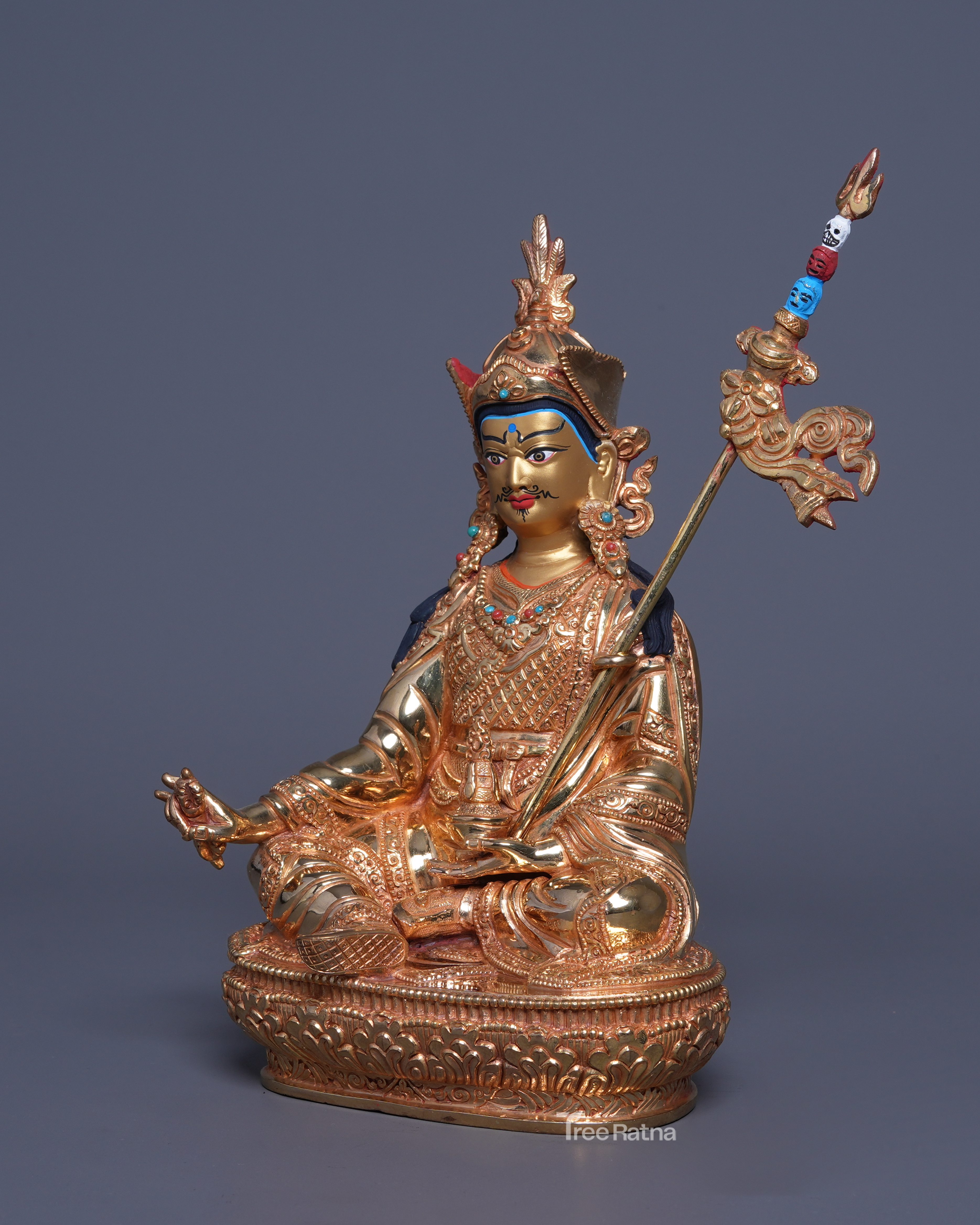 Guru Rinpoche 24K Gold Statue – Lotus-Born Blessings & Sacred Power
