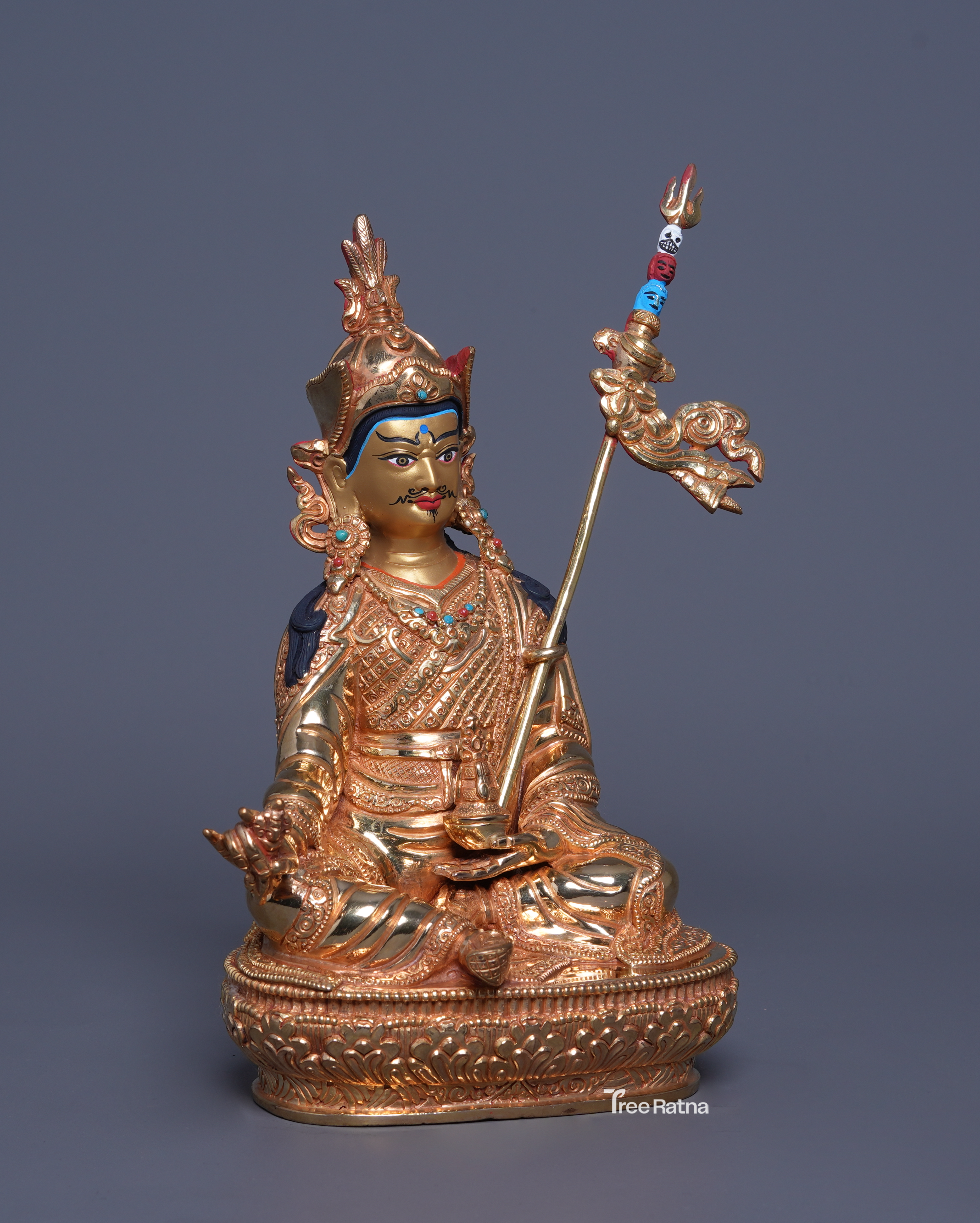Guru Rinpoche 24K Gold Statue – Lotus-Born Blessings & Sacred Power